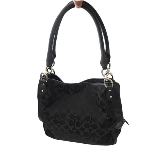 Coach Colette Signature Hobo Bag Rare Retired Black Silver Hardware - Picture 2 of 13